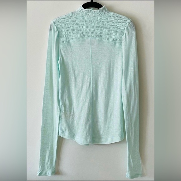 Free People We the Free Caroline Smocked Long-Sleeve Top, Iced Aqua, Medium NWT - Picture 4 of 9